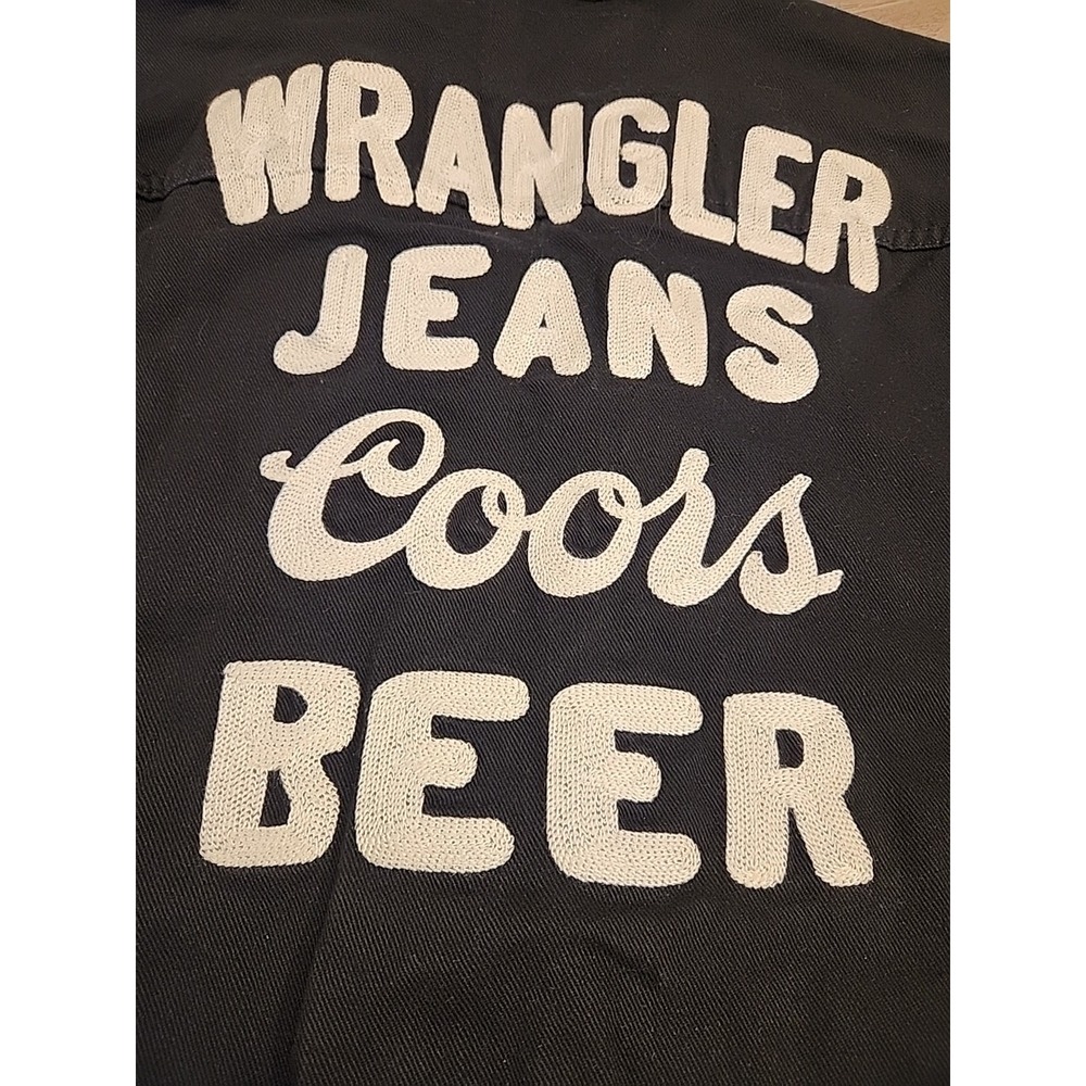 Wrangler Jeans Coors Banquet Mens L Black Denim Jacket Cowboy Buy It SHIPS FAST - Picture 2 of 7